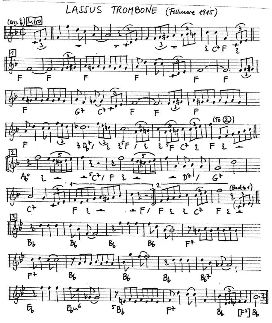 lassus trombone free jazz leadsheet - Courtesy of the Jungle Jazz Band